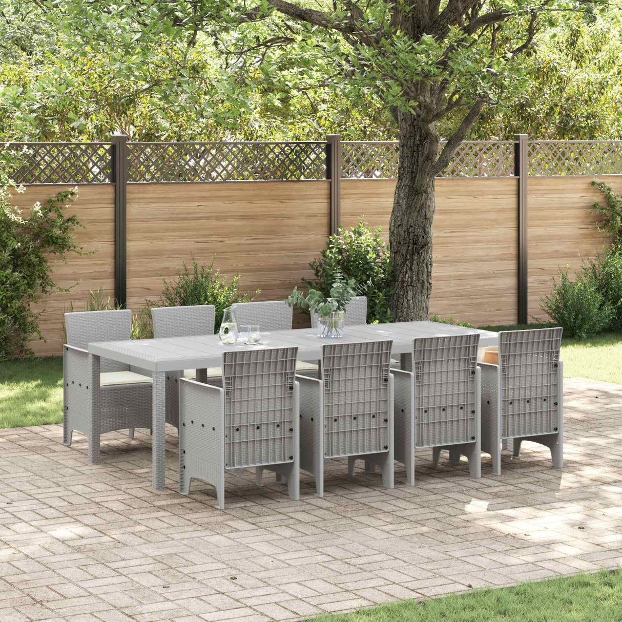 vidaXL Tuin Eettafel Set 11 pcs Antraciet Polypropyleen