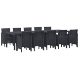 vidaXL Tuin Eettafel Set 13 pcs Antraciet Kunststof