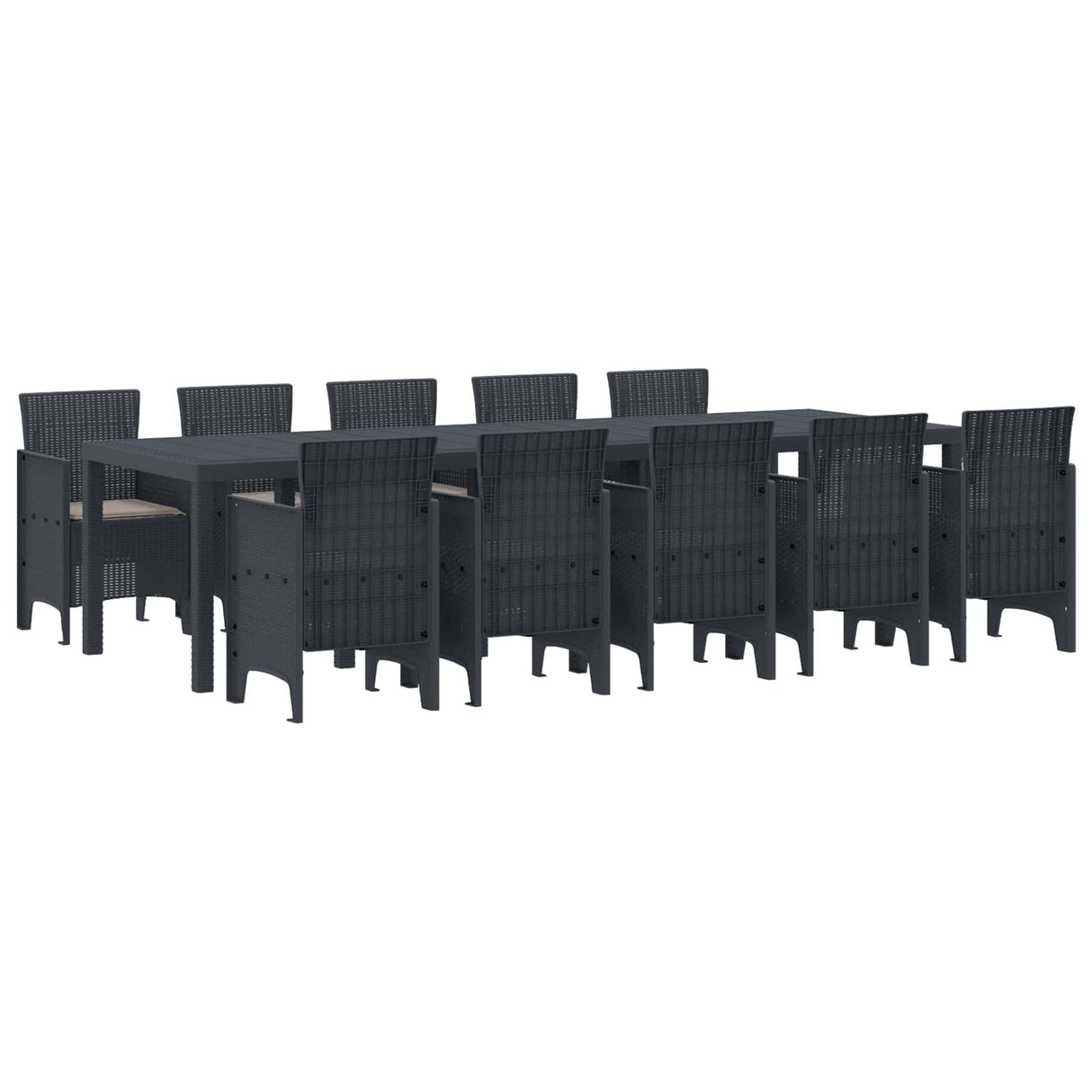 vidaXL Tuin Eettafel Set 13 pcs Antraciet Kunststof