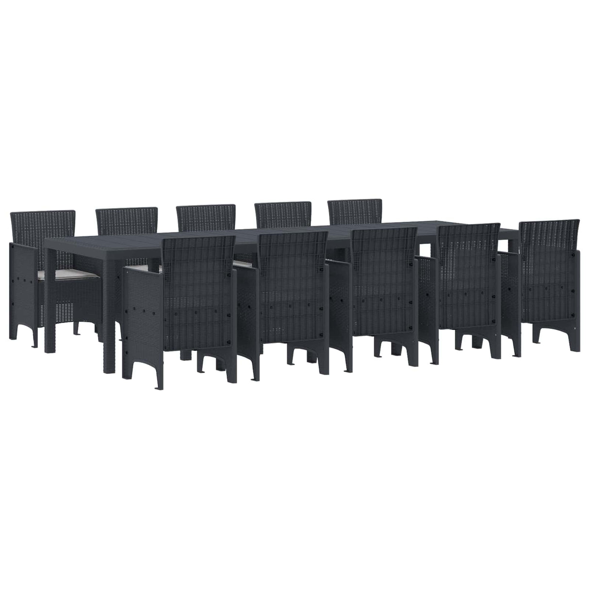 vidaXL Tuin Eettafel Set 13 pcs Antraciet Kunststof