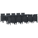 vidaXL Tuin Eettafel Set 13 pcs Antraciet Kunststof