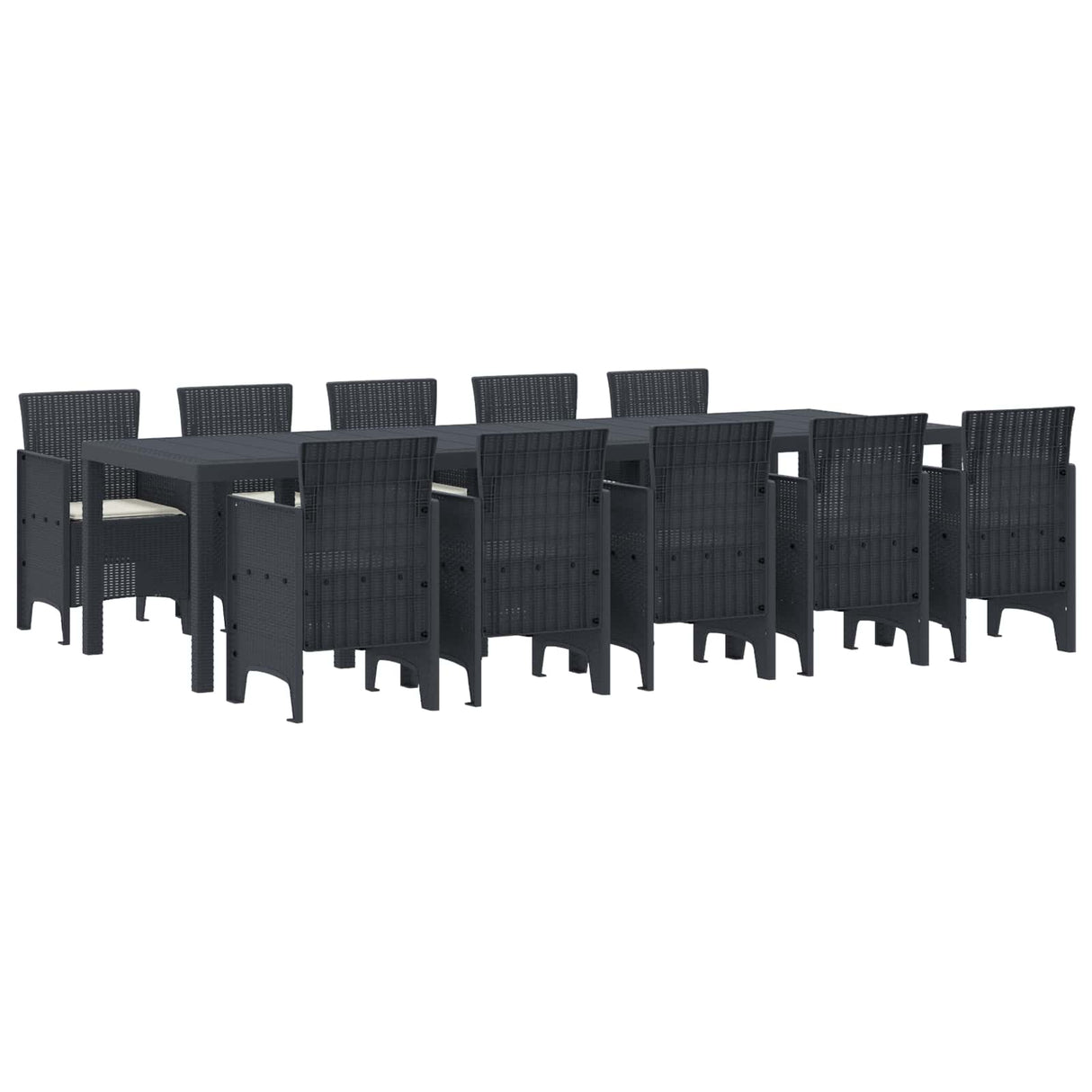 vidaXL Tuin Eettafel Set 13 pcs Antraciet Kunststof