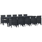 vidaXL Tuin Eettafel Set 13 pcs Antraciet Kunststof