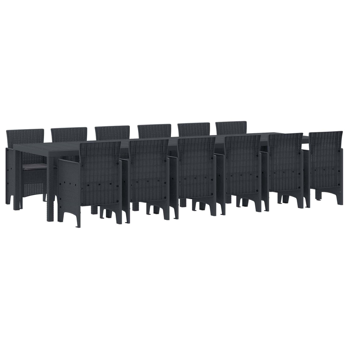 vidaXL Garden Dining Set 15 pcs Anthracite Polyrattan