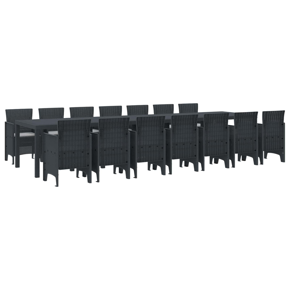 vidaXL Tuin eettafelset met kussens met kussen 17 pcs Antraciet PP
