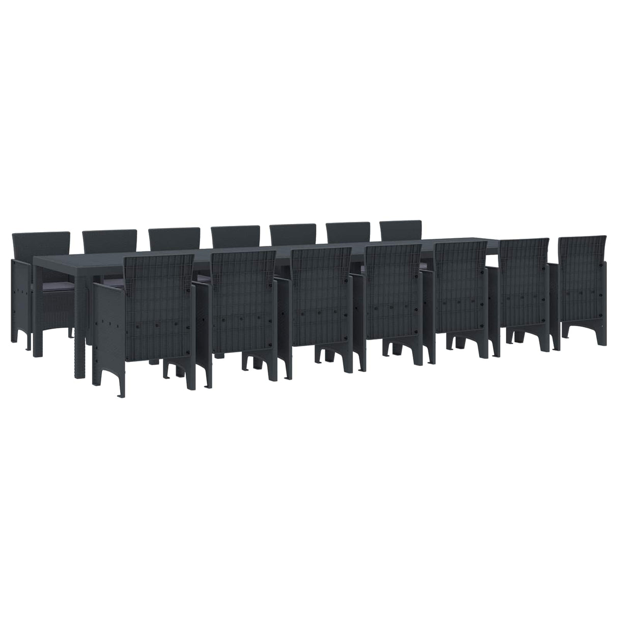 vidaXL Tuin eettafelset met kussens met kussen 17 pcs Antraciet PP