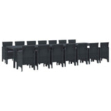 vidaXL Tuin eettafelset met kussens met kussen 17 pcs Antraciet PP