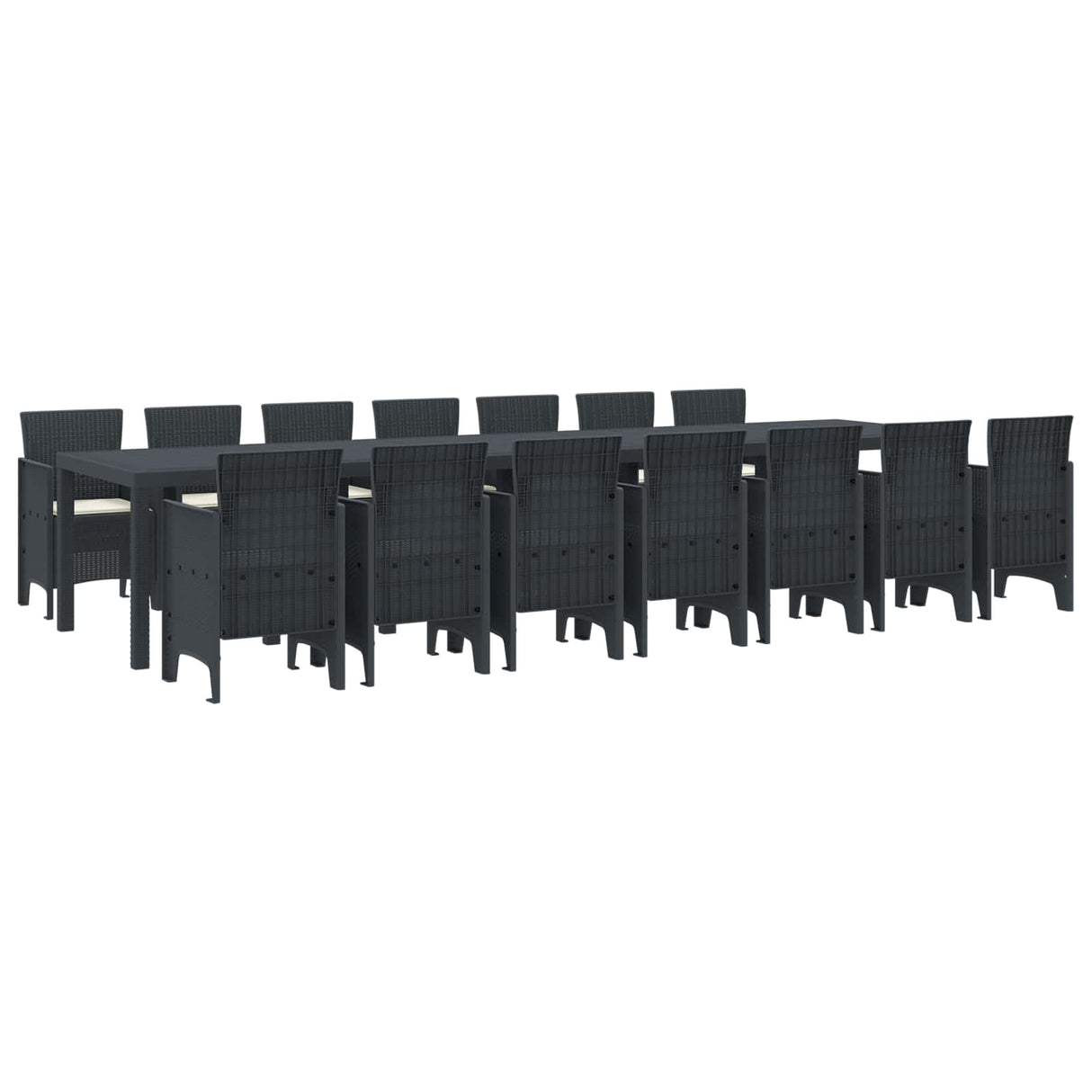 vidaXL Tuin eettafelset met kussens met kussen 17 pcs Antraciet PP