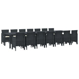 vidaXL Tuin eettafelset met kussens met kussen 17 pcs Antraciet PP