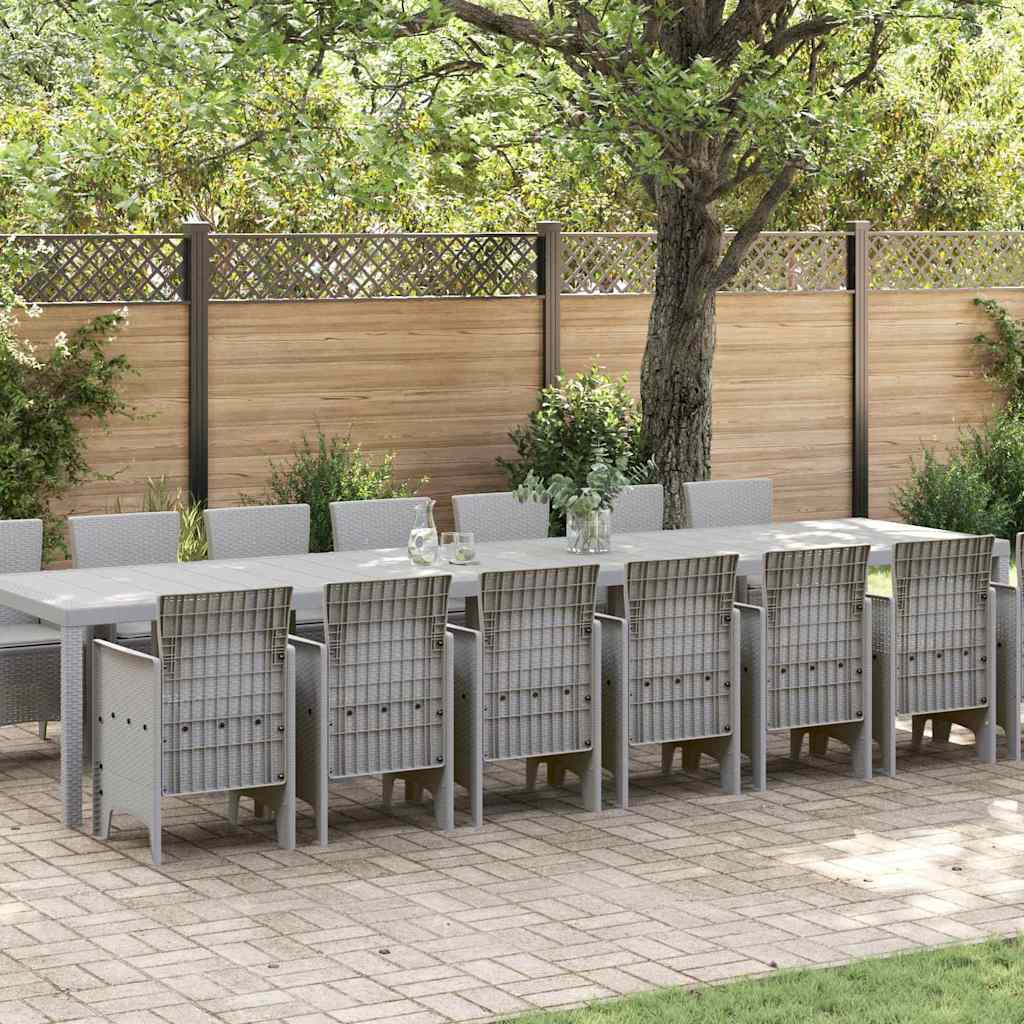 vidaXL Tuin eettafelset met kussens met kussen 17 pcs Antraciet PP