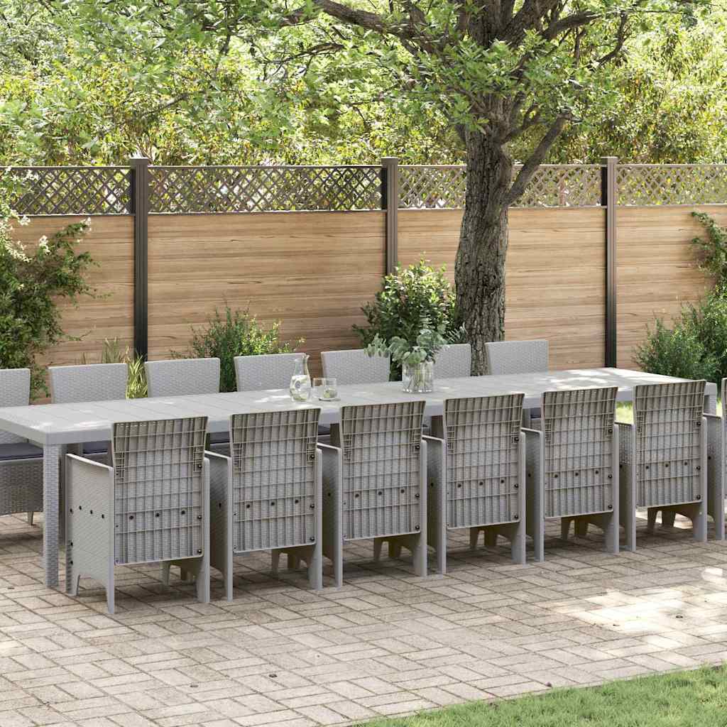 vidaXL Tuin eettafelset met kussens met kussen 17 pcs Antraciet PP