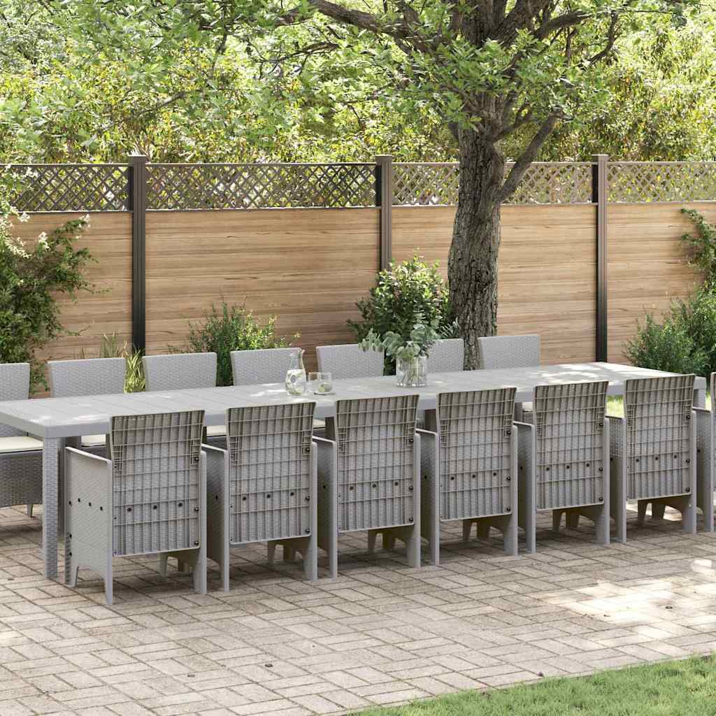 vidaXL Tuin eettafelset met kussens met kussen 17 pcs Antraciet PP