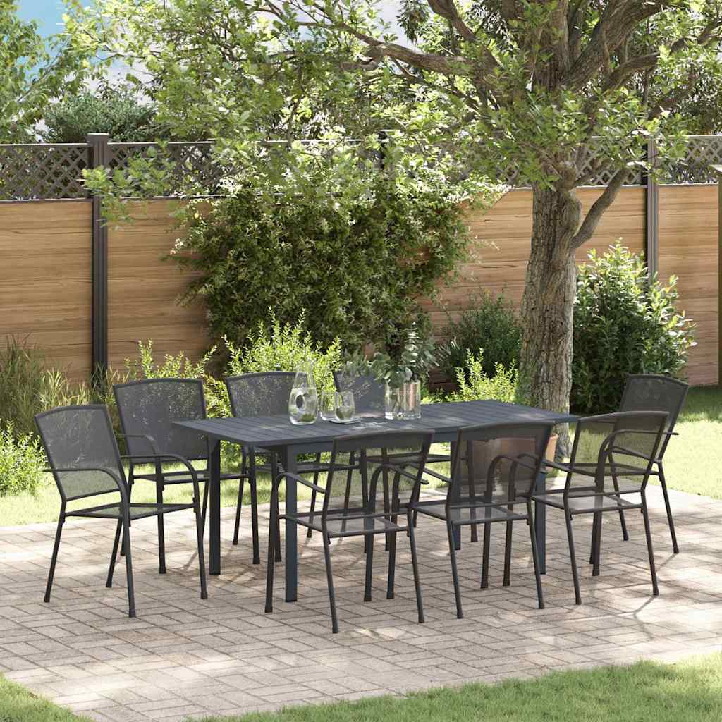 vidaXL Garden Dining Set 7 pcs Anthracite Powder-Coated Steel