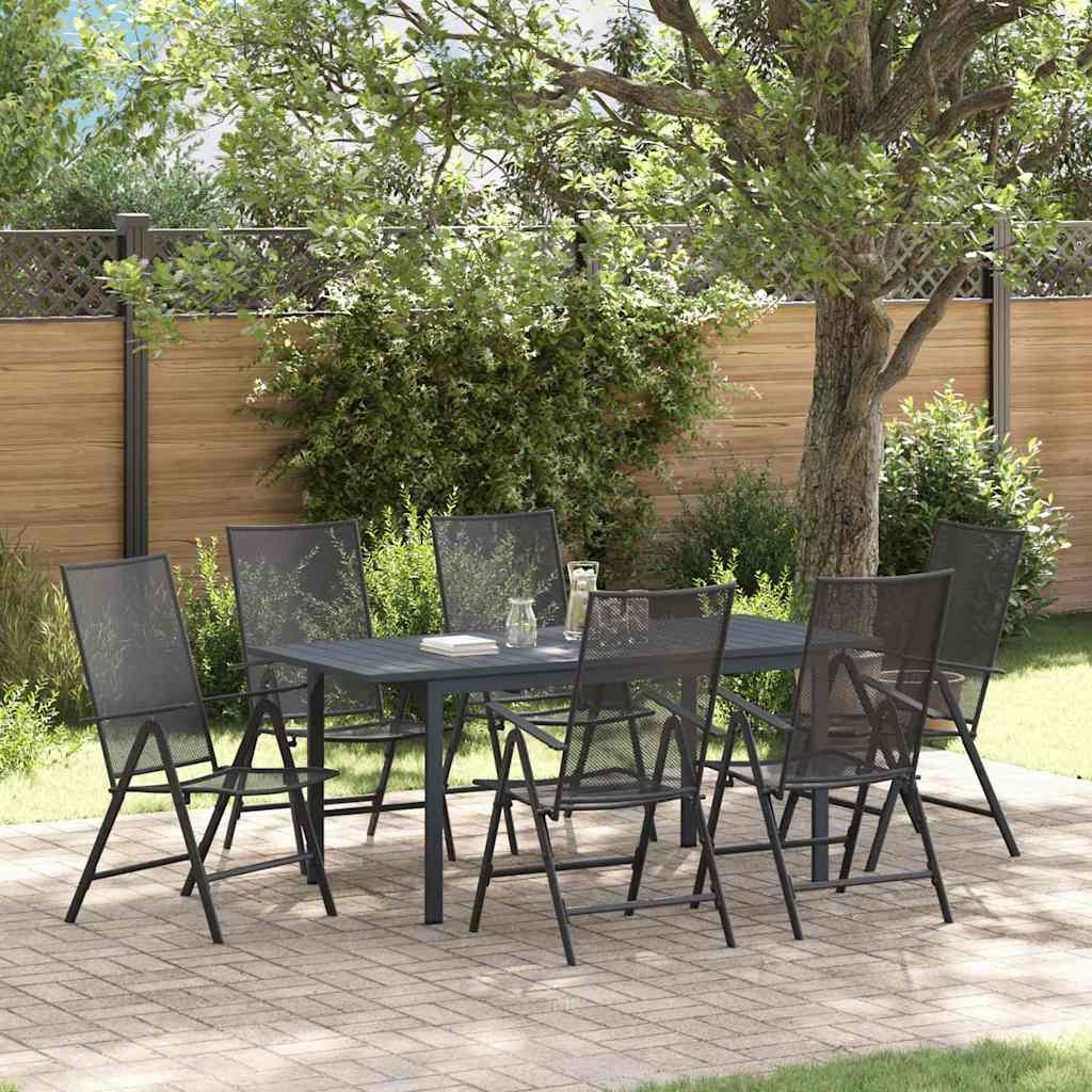 vidaXL Tuin Eettafel Set 7 pcs Antraciet Poedergecoat staal