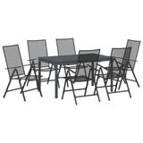 vidaXL Tuin Eettafel Set 7 pcs Antraciet Poedergecoat staal