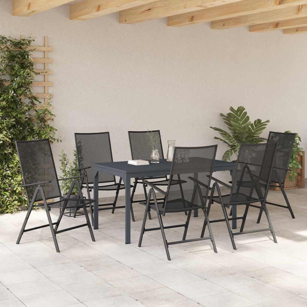 vidaXL Tuin Eettafel Set 7 pcs Antraciet Poedergecoat staal