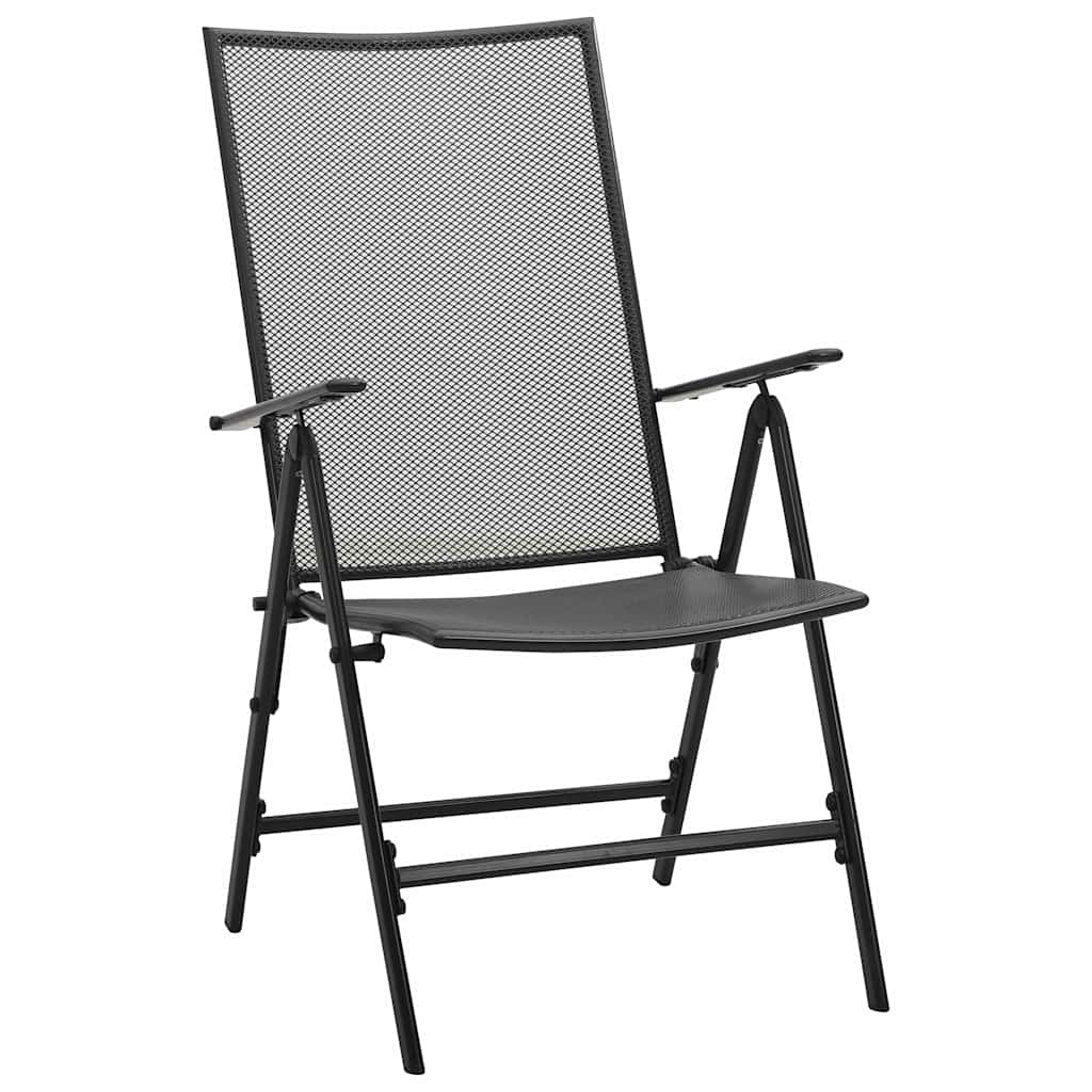 vidaXL Tuin Eettafel Set 7 pcs Antraciet Poedergecoat staal