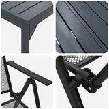 vidaXL Tuin Eettafel Set 7 pcs Antraciet Poedergecoat staal