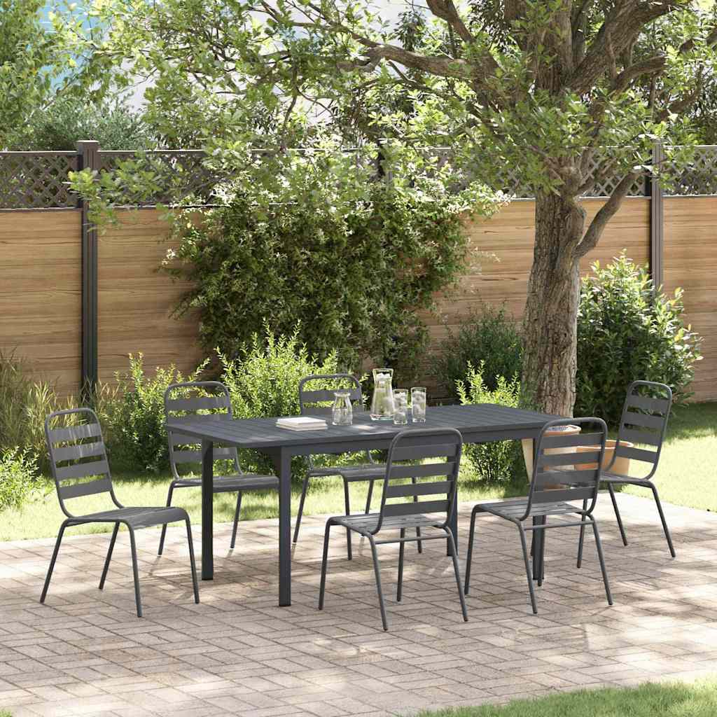 vidaXL Tuin Eettafel Set 9 pcs Antraciet Poedergecoat staal