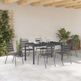 vidaXL Tuin Eettafel Set 9 pcs Antraciet Poedergecoat staal