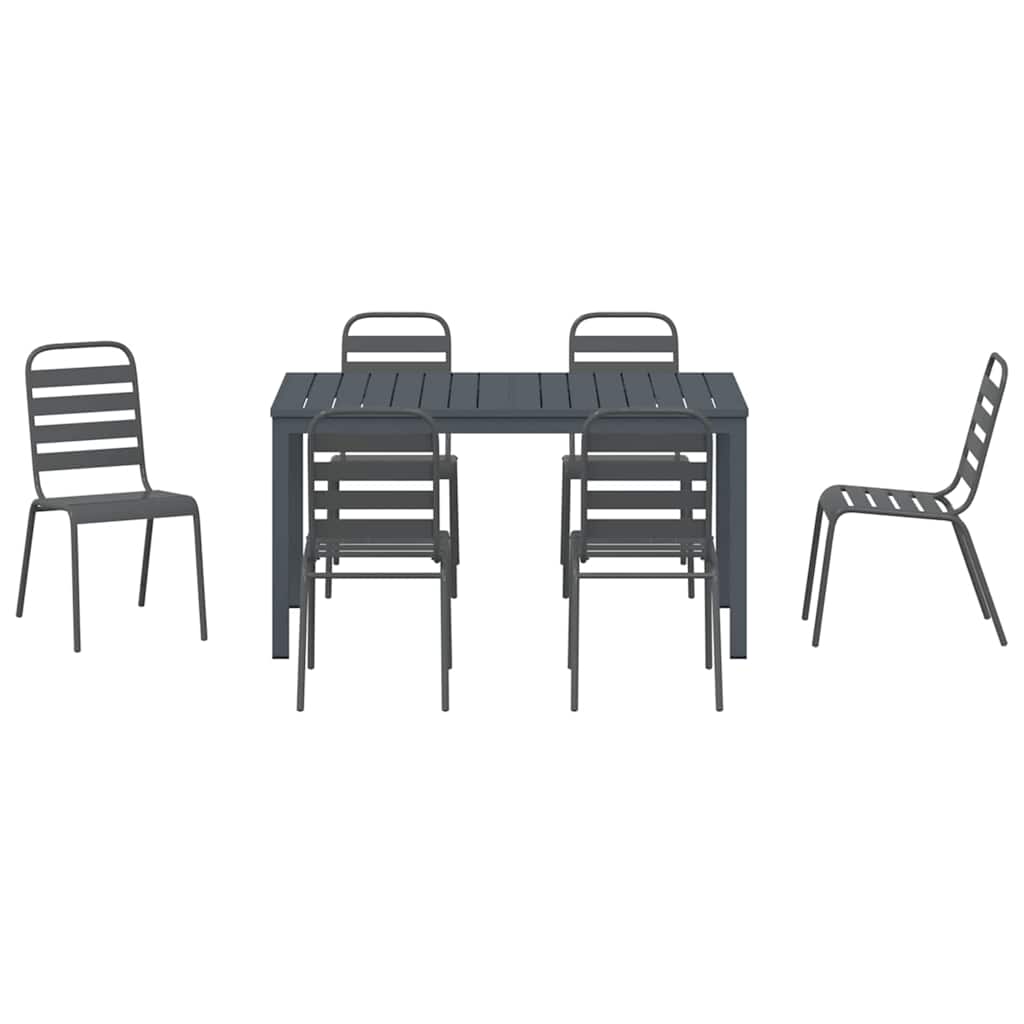vidaXL Tuin Eettafel Set 9 pcs Antraciet Poedergecoat staal
