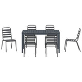 vidaXL Tuin Eettafel Set 9 pcs Antraciet Poedergecoat staal