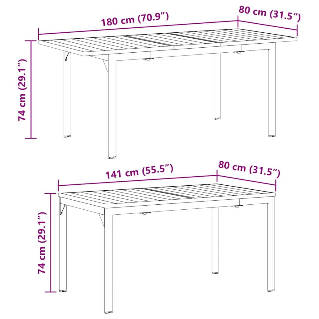 vidaXL Tuin Eettafel Set 7 pcs Antraciet Poedergecoat staal