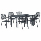 vidaXL Tuin Eettafel Set 7 pcs Antraciet Poedergecoat staal