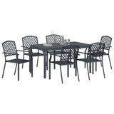 vidaXL Tuin Eettafel Set 7 pcs Antraciet Poedergecoat staal