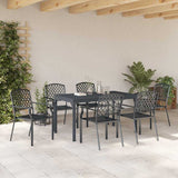 vidaXL Tuin Eettafel Set 7 pcs Antraciet Poedergecoat staal