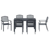 vidaXL Tuin Eettafel Set 7 pcs Antraciet Poedergecoat staal
