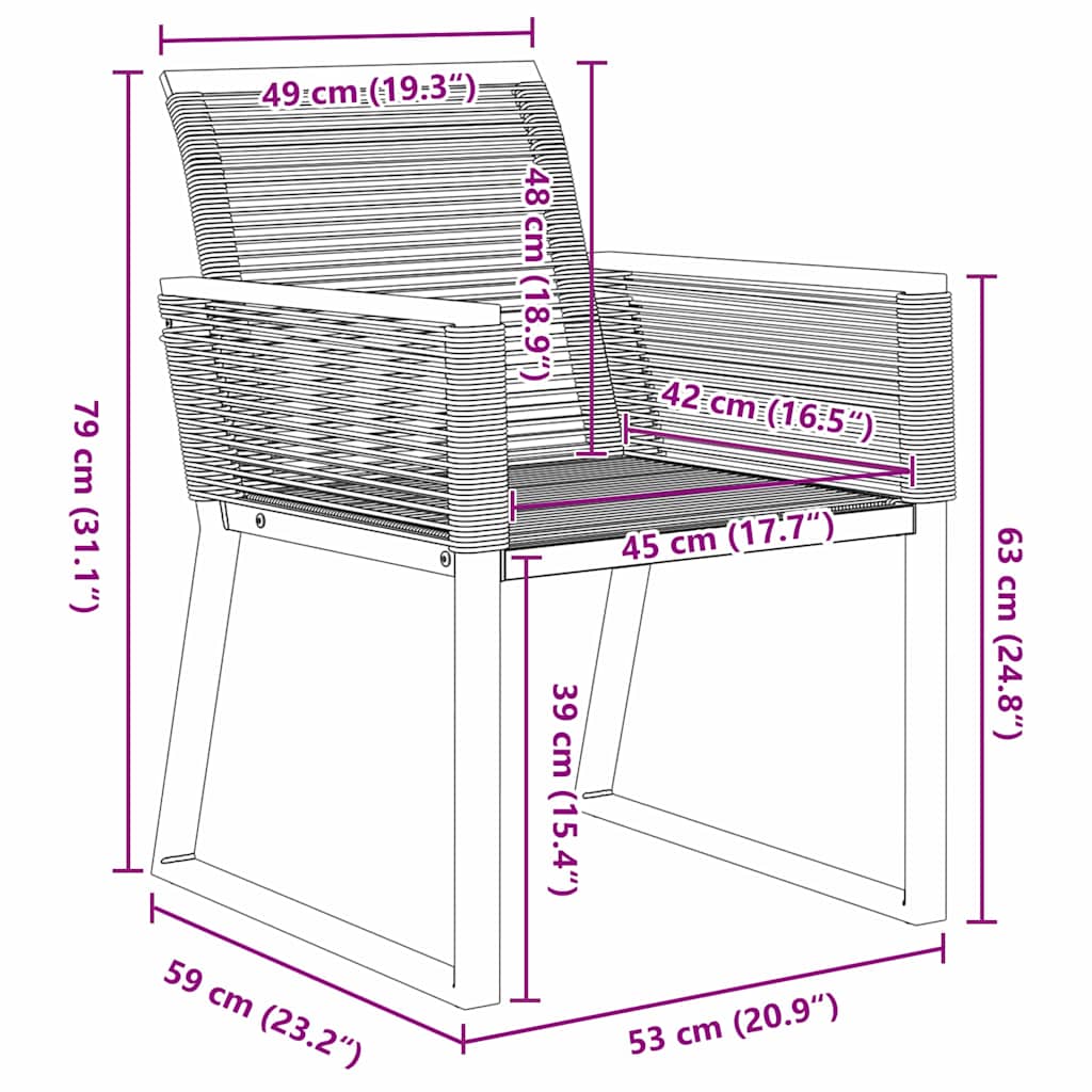 vidaXL Tuin Eettafel Set 7 pcs Zwart poly rattan