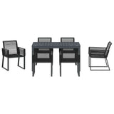 vidaXL Tuin Eettafel Set 7 pcs Zwart poly rattan