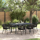 vidaXL Tuin Eettafel Set 7 pcs Zwart poly rattan