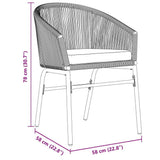 vidaXL Tuin Eettafel Set 7 pcs Zwart poly rattan