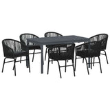 vidaXL Tuin Eettafel Set 7 pcs Zwart poly rattan