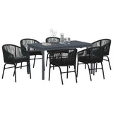 vidaXL Tuin Eettafel Set 7 pcs Zwart poly rattan