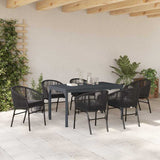 vidaXL Tuin Eettafel Set 7 pcs Zwart poly rattan