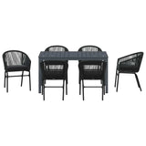 vidaXL Tuin Eettafel Set 7 pcs Zwart poly rattan