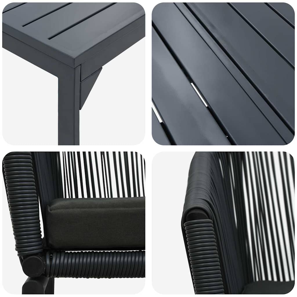 vidaXL Tuin Eettafel Set 7 pcs Zwart poly rattan