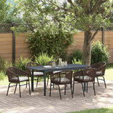 vidaXL Tuin Eettafel Set 7 pcs Zwart poly rattan