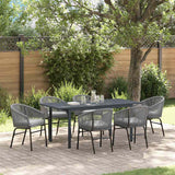 vidaXL Tuin Eettafel Set 7 pcs Zwart poly rattan