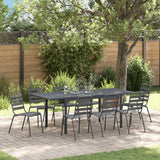 vidaXL Tuin Eettafel Set 9 pcs Antraciet Poedergecoat staal