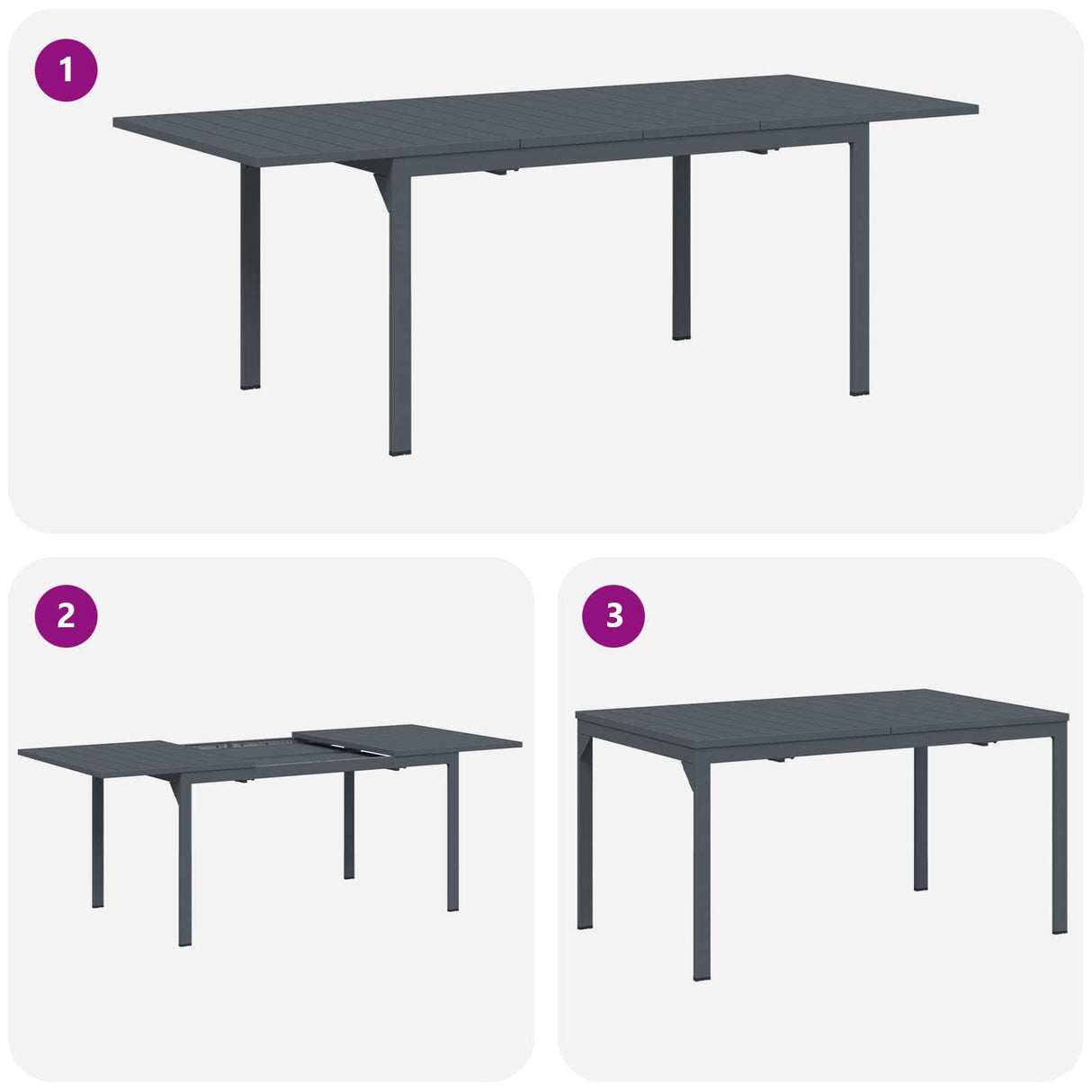 vidaXL Tuin Eettafel Set 9 pcs Antraciet Poedergecoat staal