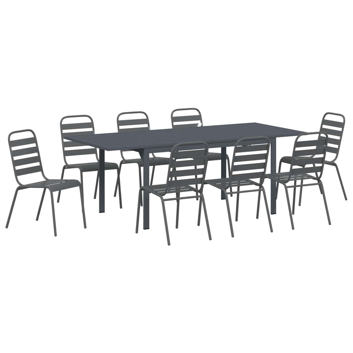vidaXL Tuin Eettafel Set 9 pcs Antraciet Poedergecoat staal