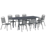 vidaXL Tuin Eettafel Set 9 pcs Antraciet Poedergecoat staal