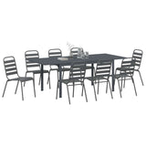 vidaXL Tuin Eettafel Set 9 pcs Antraciet Poedergecoat staal