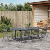 vidaXL Tuin Eettafel Set 9 pcs Antraciet Poedergecoat staal