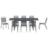 vidaXL Tuin Eettafel Set 9 pcs Antraciet Poedergecoat staal