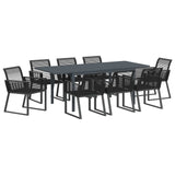 vidaXL Garden Dining Set 9 pcs Black poly rattan